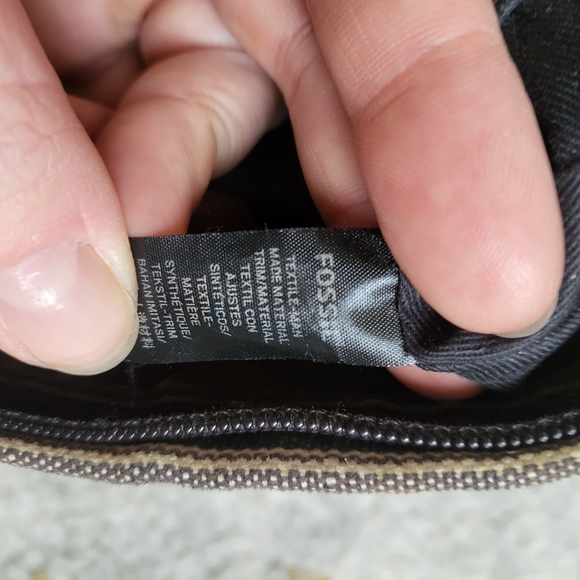 Fossil clutch small bag cotton fabric zipper brown stripes - Picture 7 of 9